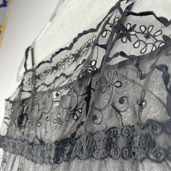 NWOT VS VICTORIAS SECRET Womens L Black Sheer Adjustable Straps Nightgown Nighty - Picture 3 of 13